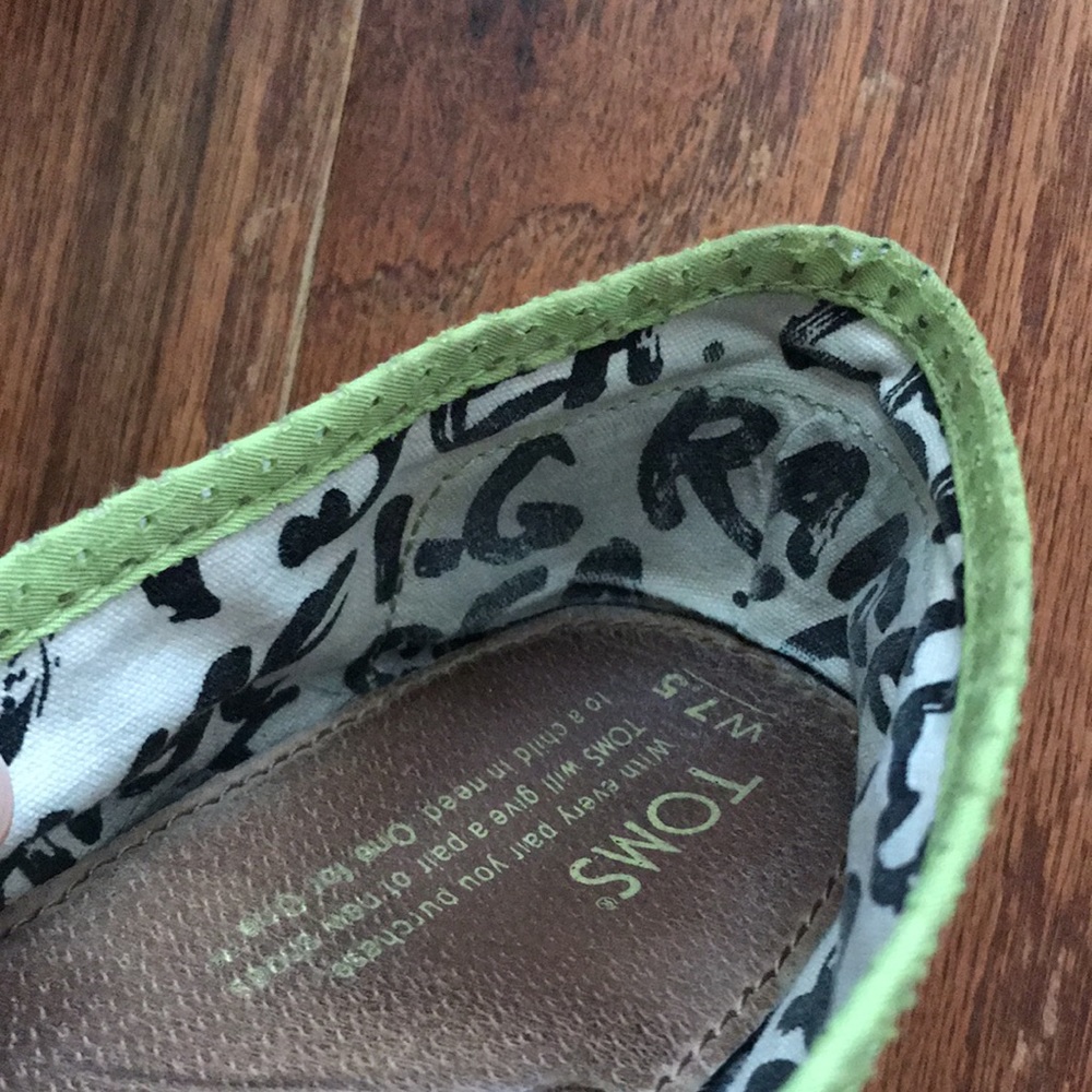 Lime Green Jersey Toms - Picture 9 of 13